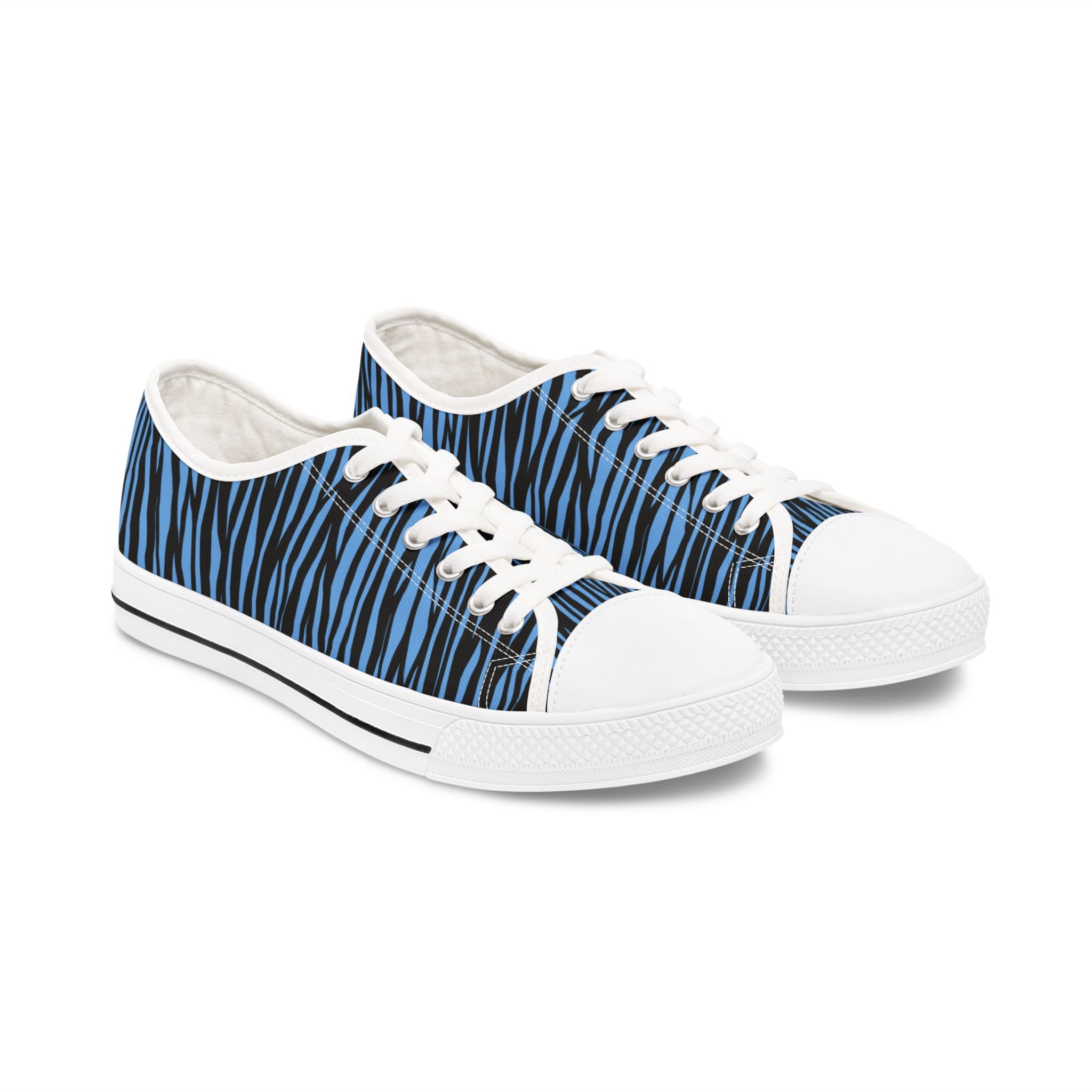 Blue Zebra Print Women's Low Top Sneakers